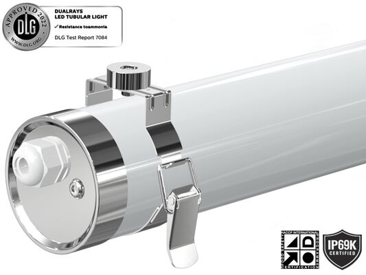 120° 200° 280° 360° Γωνία δέσμης IP69K IP67 TB6 LED σωληνωτό φως με 130LPW 160LPW για φωτισμό εργοστασίου επεξεργασίας τροφίμων