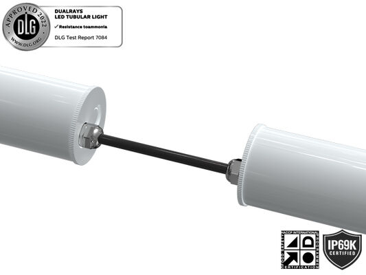 1.5m 60W IP69K IK10 TB7 LED σωληνωτό φως για χημικές εγκαταστάσεις με 3 ή 5 καλωδιακές συνδέσεις και DIP Switchable Power / 3CCT / 3-Phase Change