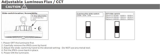 HB4H DIP Διακόπτης ισχύος και 3CCT UFO LED High Bay Light 150W 150LPW με 20W/30W@3 ώρες έκτακτη ανάγκη