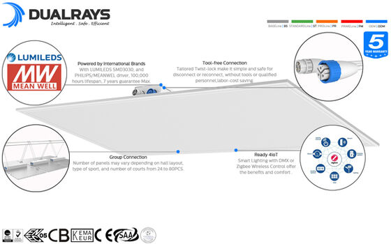 Προβολέας των οδηγήσεων σειράς 250W Dualrays F5 και για την εσωτερική και υπαίθρια εξασθένιση αγγέλου 1-10V ακτίνων IP66 IK10 πολλαπλάσια