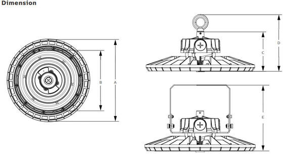 DUALRAYS HB2 DIP Switchable Power και 3CCT UFO LED Highbay Light 100W 170LPW Εφαρμόζεται για εργοστασιακές αίθουσες και χώρους παραγωγής