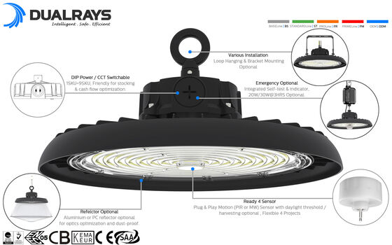 Europe Warehouse Stock HB3H UFO Light Γρήγορη παράδοση 150lm/w 240W 150W 100W Επιλέξιμο 4000K 5000K 5700K CCT Επιλέξιμο φως LED Highbay