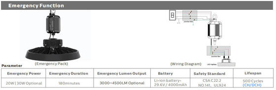 200lm/W IP66 IK08 ENEC RG1 Αλουμίνιο για DUALRAYS LIGHTING HB5 High Bay Light 200W 1-10V 120-277V Dimmable Warehouse Factory Logistics Hall 100000h