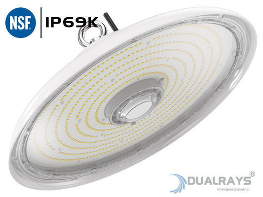 Ισχυρή λευκιά κατοικίας 100W UFO ελαφριά IP69K IK10 140LPW των οδηγήσεων υψηλή βιομηχανία τροφίμων κόλπων